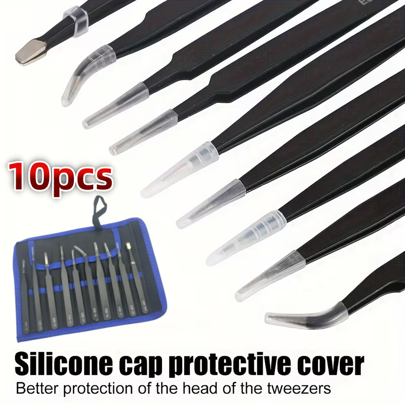 Diy Electronics Repair Kit - 10Pcs ESD Anti‑Static Tweezers Set Stainless