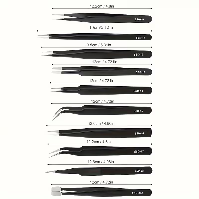 10Pcs ESD Anti‑Static Tweezers - đánh giá và giá Diy Electronics Repair Kit